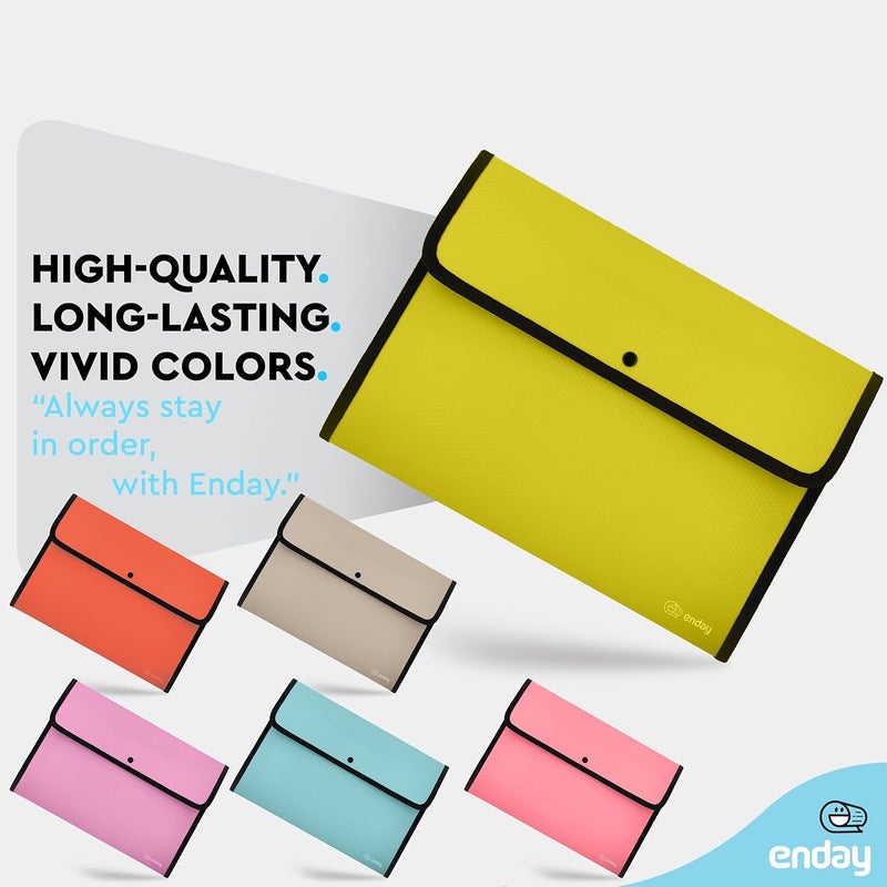 Enday Square Flap Document Holder Pink, Expanding File Folder, A4 Letter Size Reusable Filling Envelopes, Snap Closure Wallet File Pouch Also Available in Blue, Purple, Green, Red, Grey, 1 Pc– by - Image 4